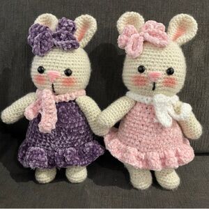 Two crochet bunnies